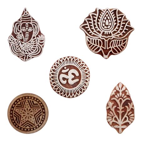 Set of 5 Piece New Mix Wooden Printing Blocks